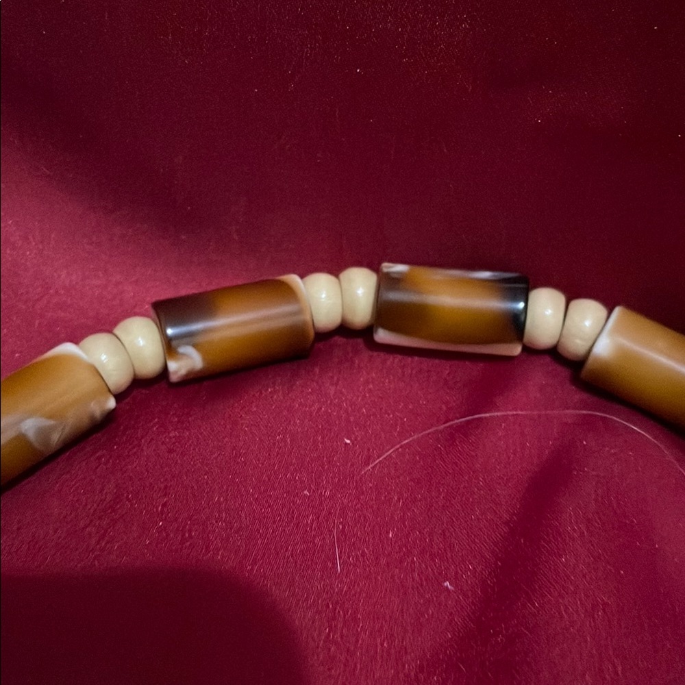 Hand Crafted Brown and Cream Necklace with Organic Beads - Picture 4 of 4